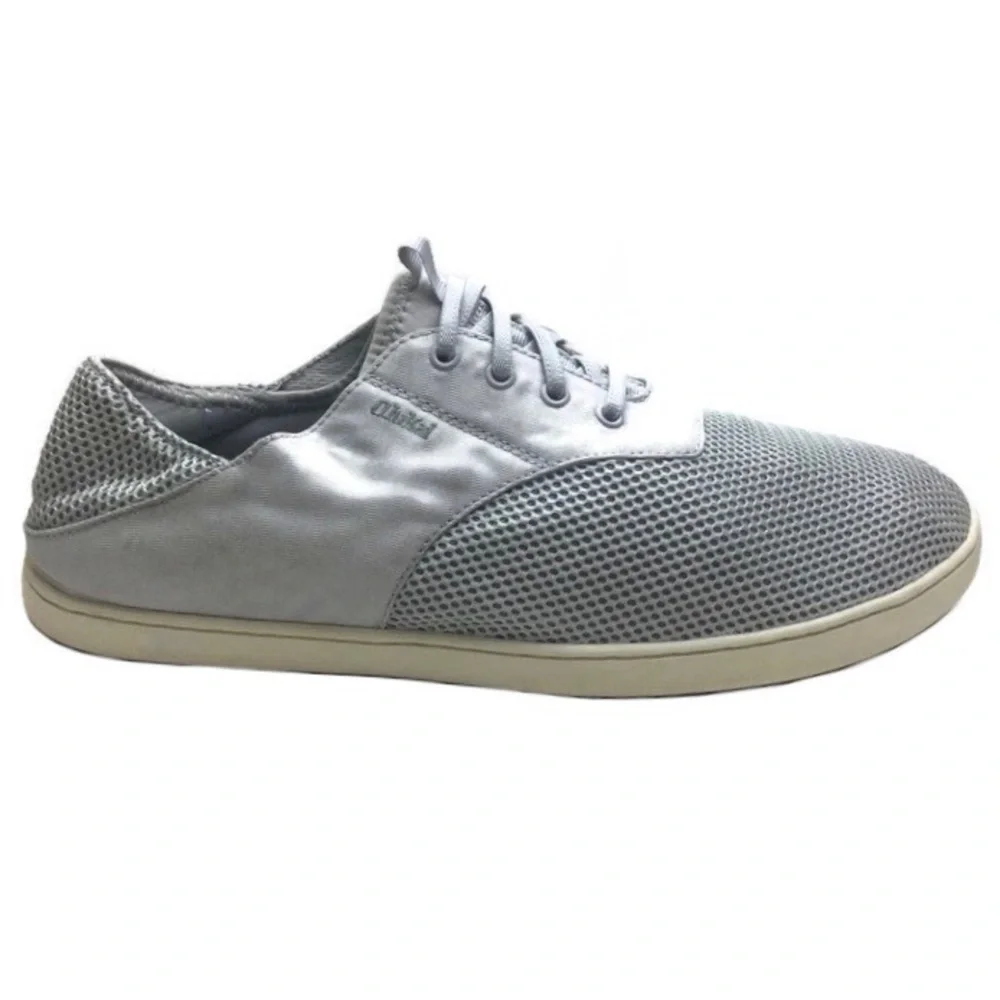 Olukai Nohea Moku No Tie Slip-On Gray Mesh Boat Shoes Men’s Size 11.5